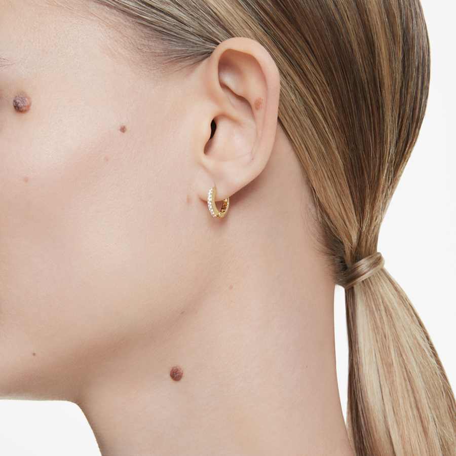 ARETES SWAROVSKI MATRIX TALLA REDONDA, BLANCO, BAÑO TONO ORO