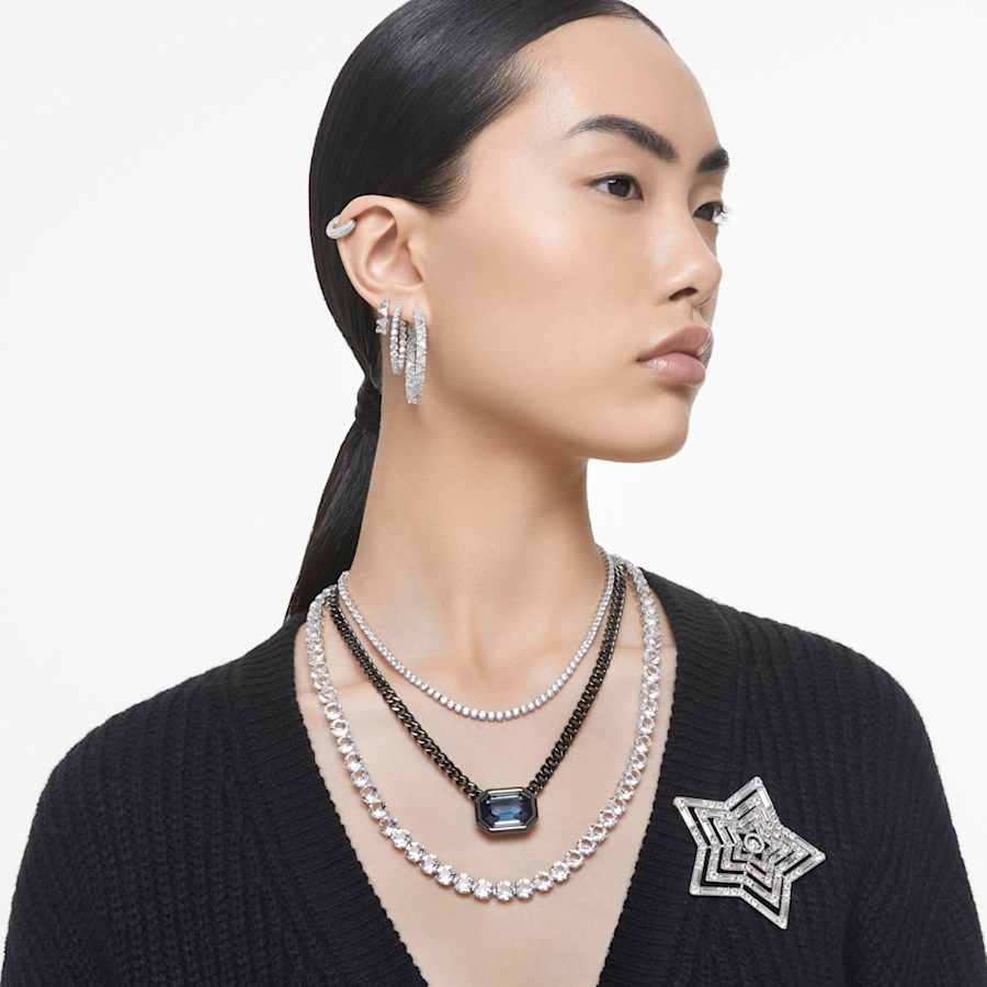 ARETES SWAROVSKI  MATRIX TALLA REDONDA, BLANCO, BAÑO DE RODIO