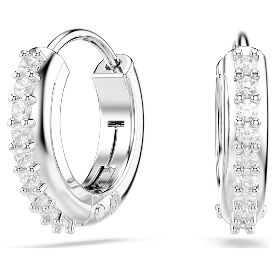 ARETES SWAROVSKI MATRIX, DISEÑO MINI HOOP, BLANCO, BAÑO DE RODIO
