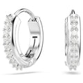 ARETES SWAROVSKI MATRIX, DISEÑO MINI HOOP, BLANCO, BAÑO DE RODIO