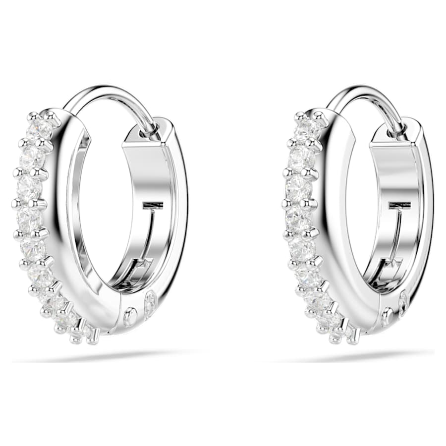 ARETES SWAROVSKI MATRIX, DISEÑO MINI HOOP, BLANCO, BAÑO DE RODIO