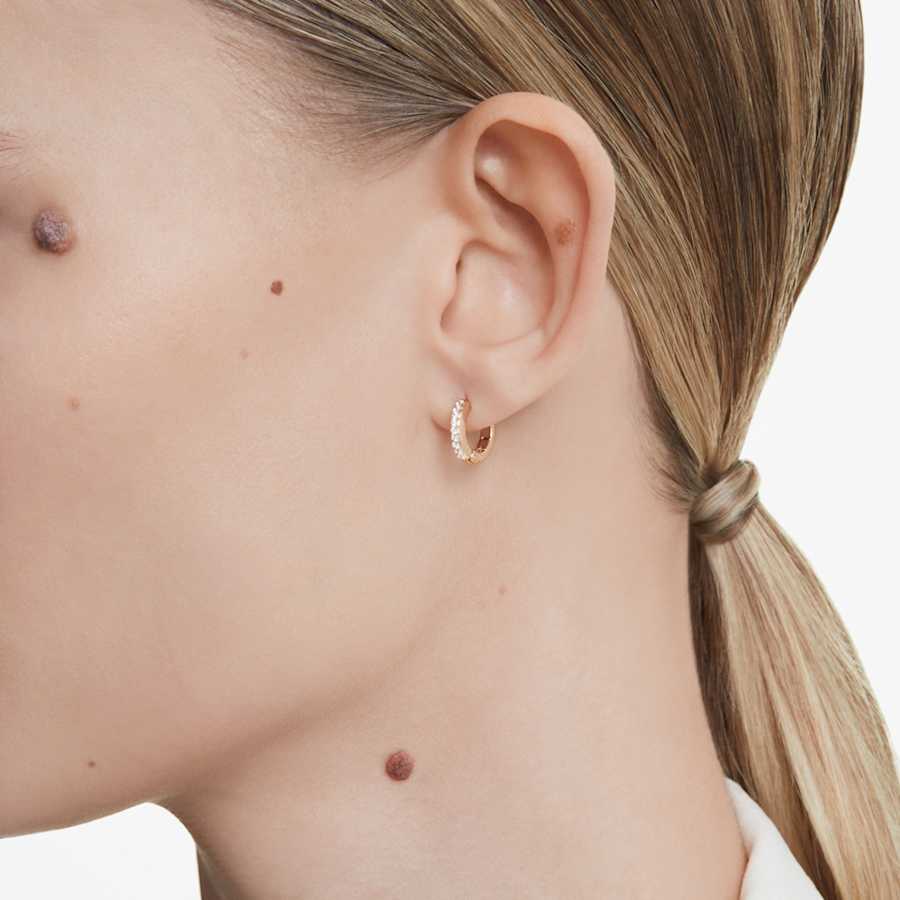 ARETES SWAROVSKI MATRIX TALLA REDONDA, BLANCO, BAÑO TONO ORO ROSA