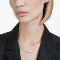 COLLAR SWAROVSKI MATRIX DEGRADADO DE TALLAS REDONDAS, BLANCO, BAÑO DE RODIO