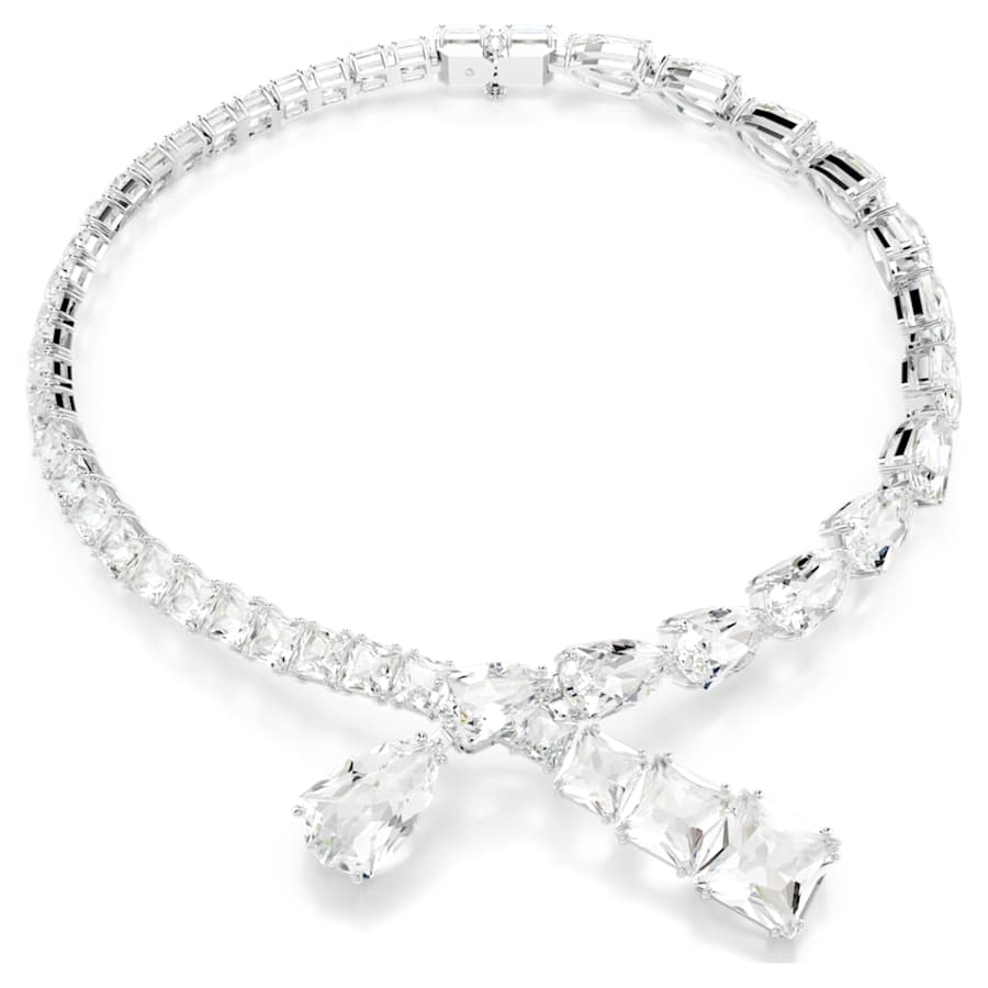 COLLAR SWAROVSKI MATRIX, DISEÑO CERRADO, BLANCO, BAÑO DE RODIO