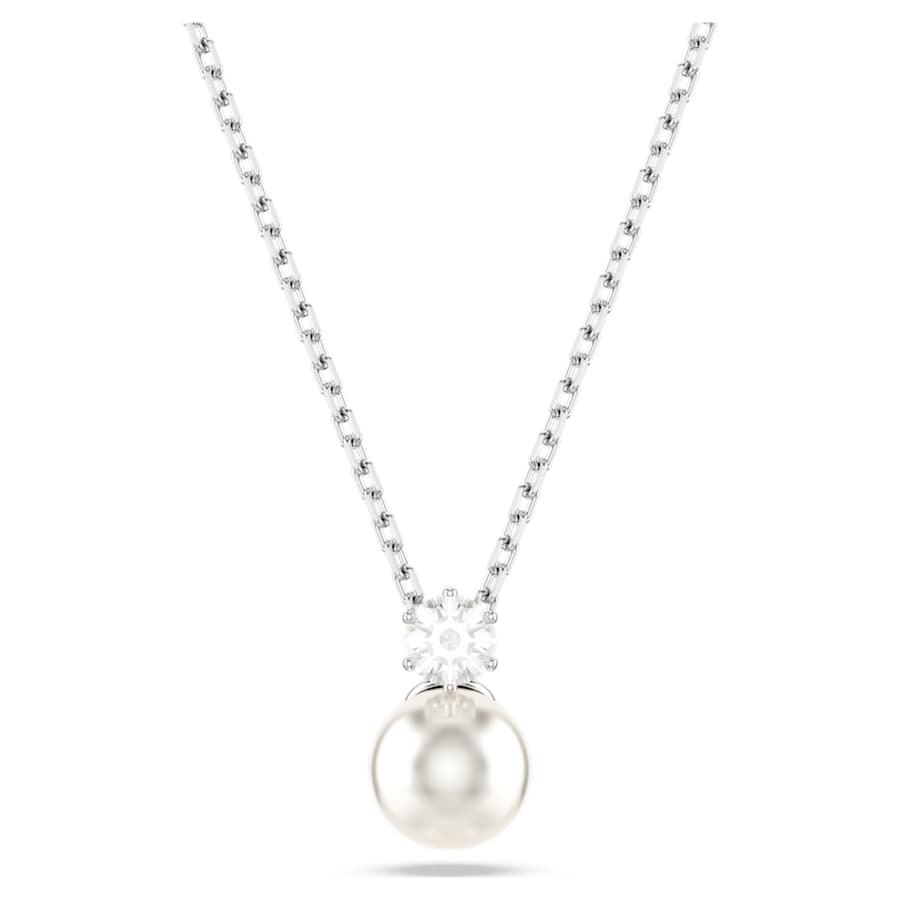 COLLAR SWAROVSKI MATRIX CRYSTAL PEARLS, TALLA REDONDA, BLANCO, BAÑO DE RODIO, DOBLE