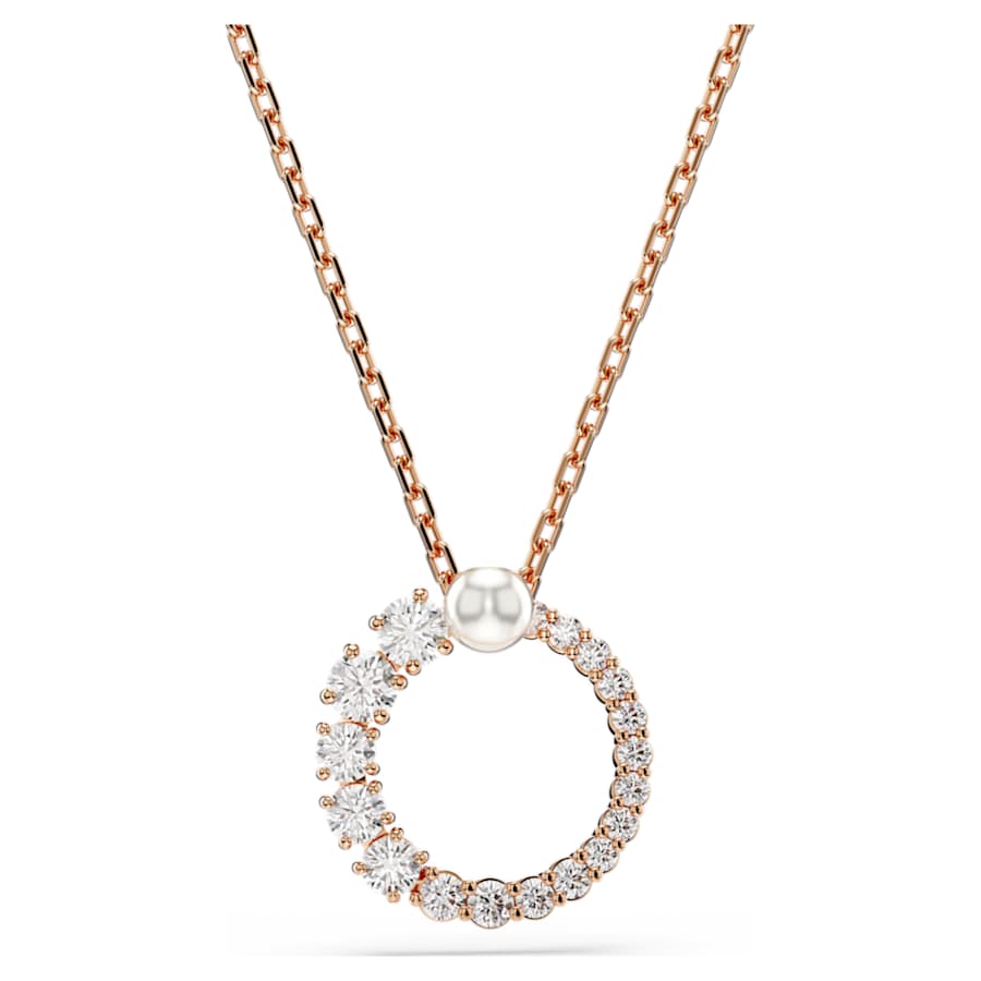 COLLAR SWAROVSKI MATRIX CRYSTAL PEARLS, TALLA REDONDA, BLANCO, BAÑO TONO ORO ROSA