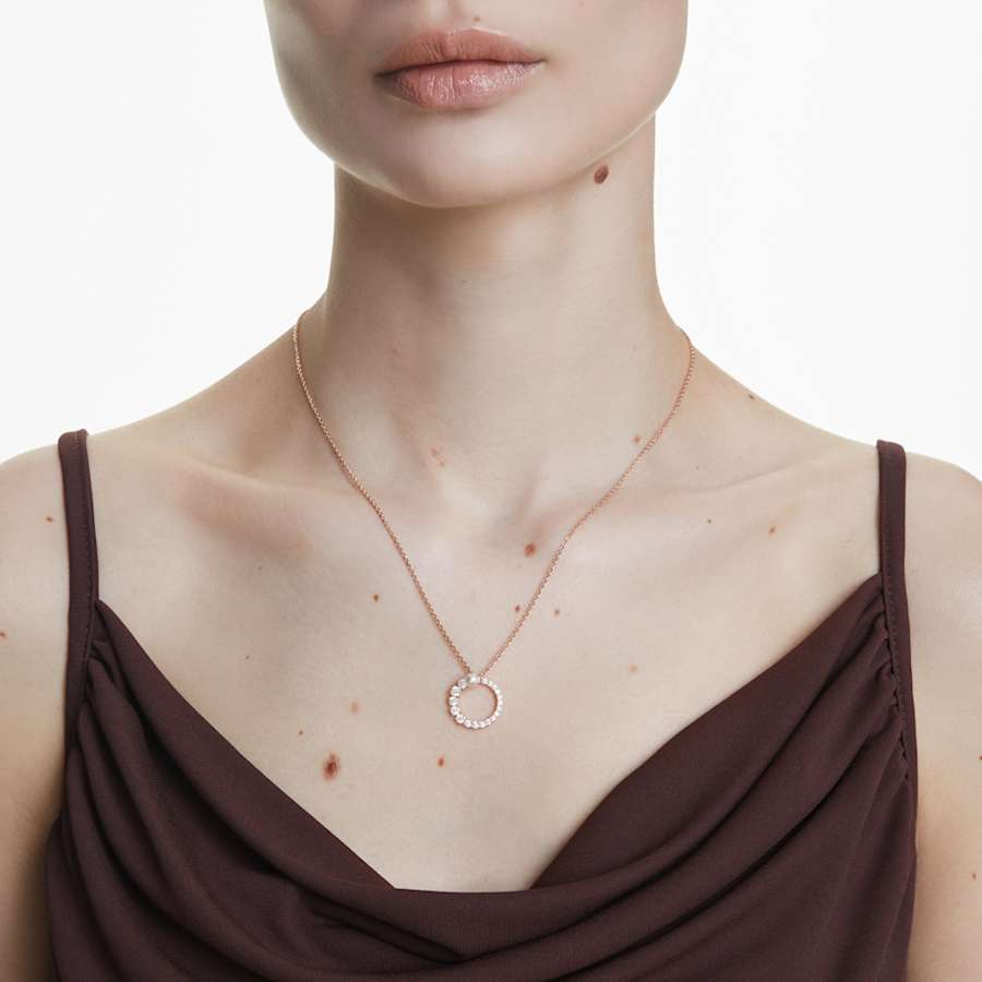 COLLAR SWAROVSKI MATRIX CRYSTAL PEARLS, TALLA REDONDA, BLANCO, BAÑO TONO ORO ROSA