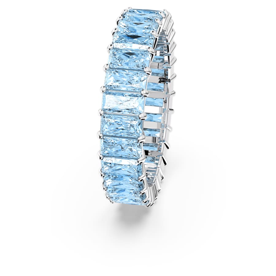 ANILLO SWAROVSKI MATRIX TALLA BAGUETTE, AZULES, BAÑO DE RODIO, TALLA 52
