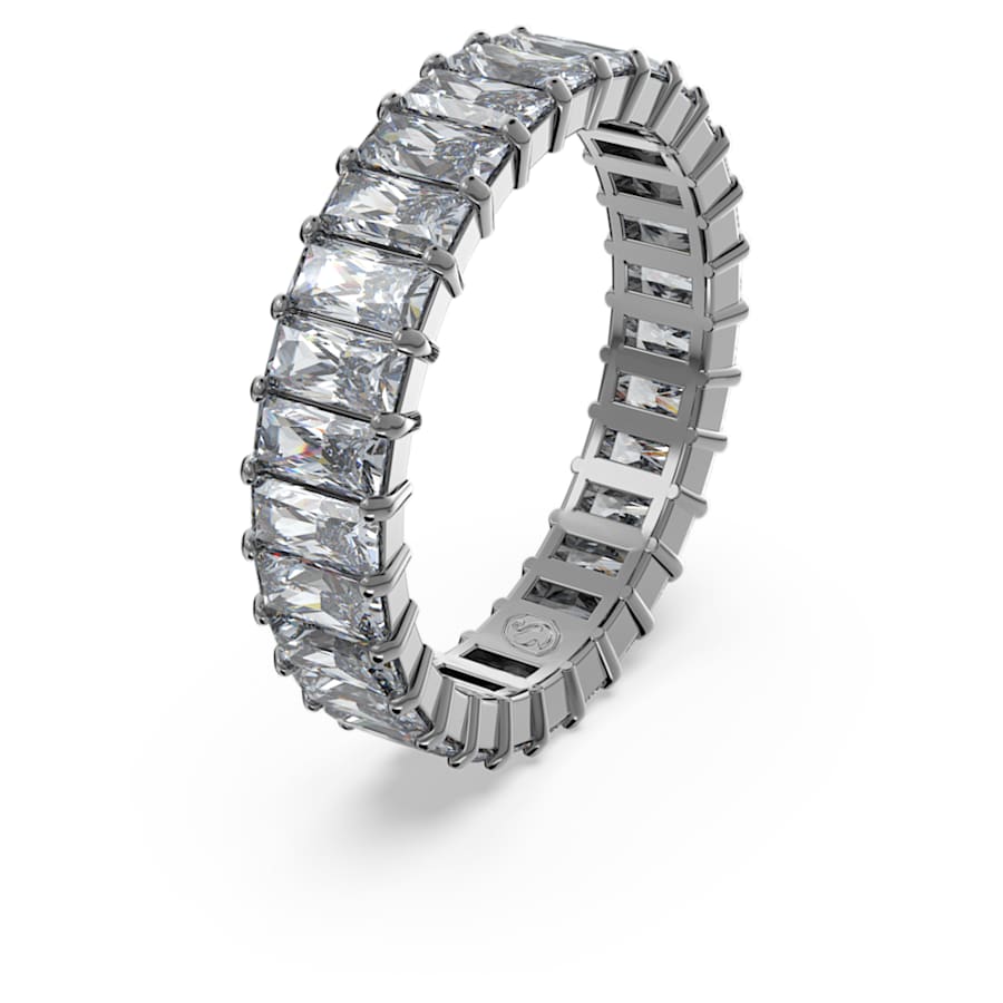 ANILLO SWAROVSKI MATRIX TALLA BAGUETTE, GRIS, BAÑO DE RUTENIO