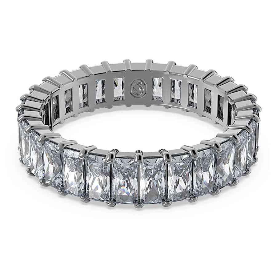 ANILLO SWAROVSKI MATRIX TALLA BAGUETTE, GRIS, BAÑO DE RUTENIO