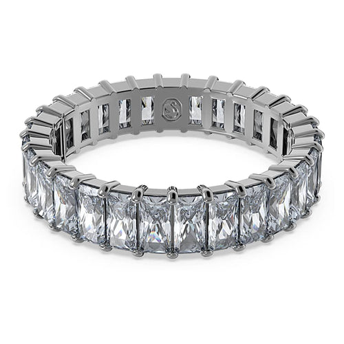 ANILLO SWAROVSKI MATRIX TALLA BAGUETTE, GRIS, BAÑO DE RUTENIO