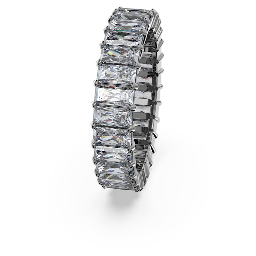 ANILLO SWAROVSKI MATRIX TALLA BAGUETTE, GRIS, BAÑO DE RUTENIO