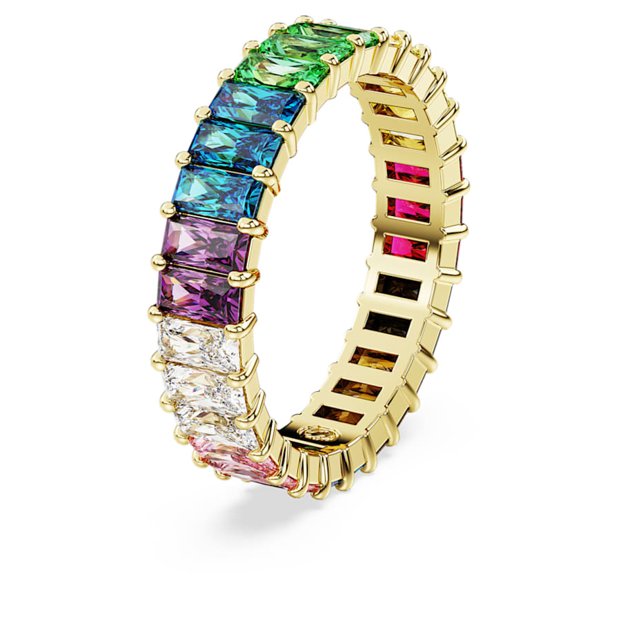 ANILLO SWAROVSKI MATRIX TALLA BAGUETTE, MULTICOLOR, BAÑO TONO ORO, TALLA 58
