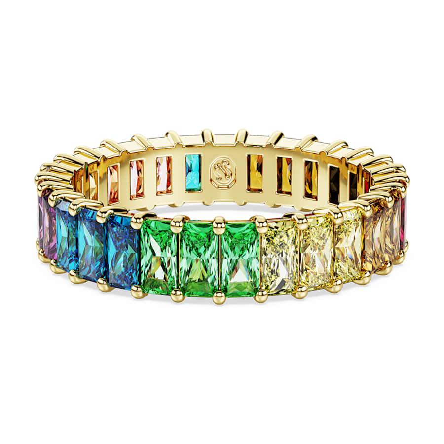 ANILLO SWAROVSKI MATRIX TALLA BAGUETTE, MULTICOLOR, BAÑO TONO ORO, TALLA 60