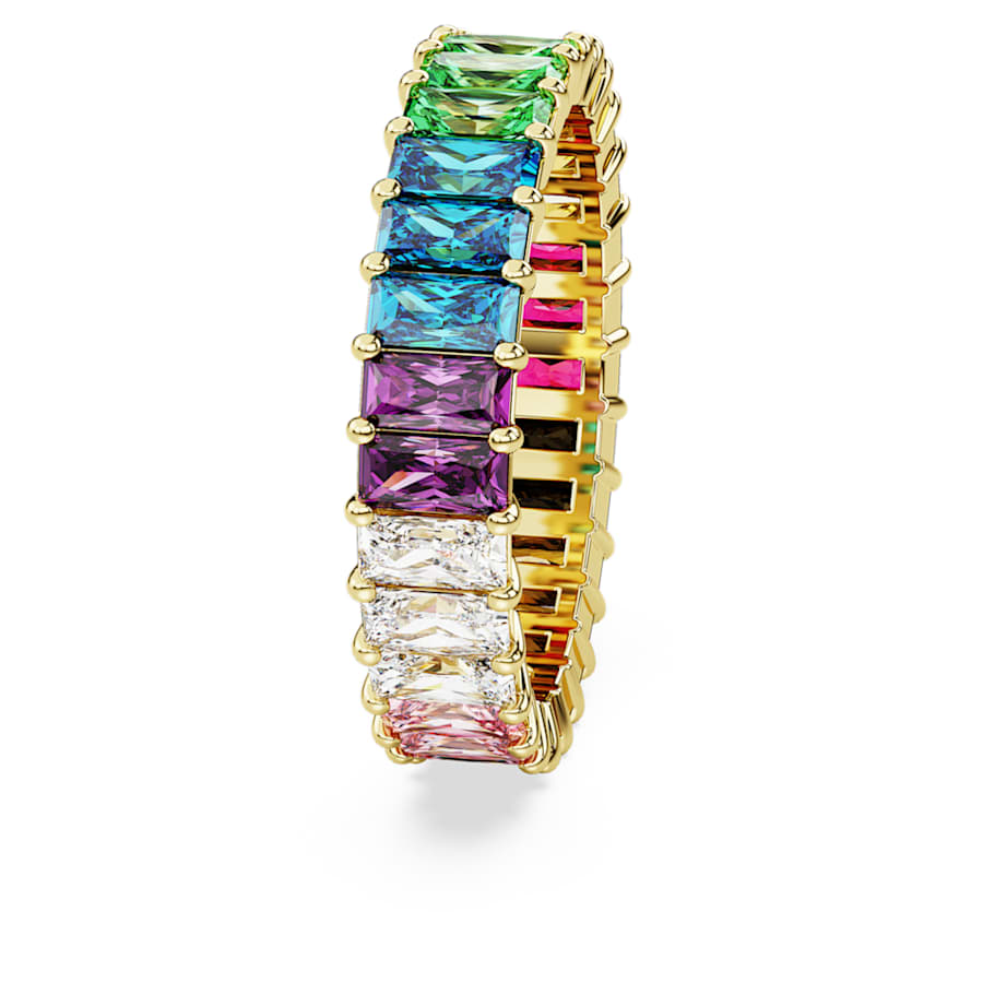 ANILLO SWAROVSKI MATRIX TALLA BAGUETTE, MULTICOLOR, BAÑO TONO ORO, TALLA 60