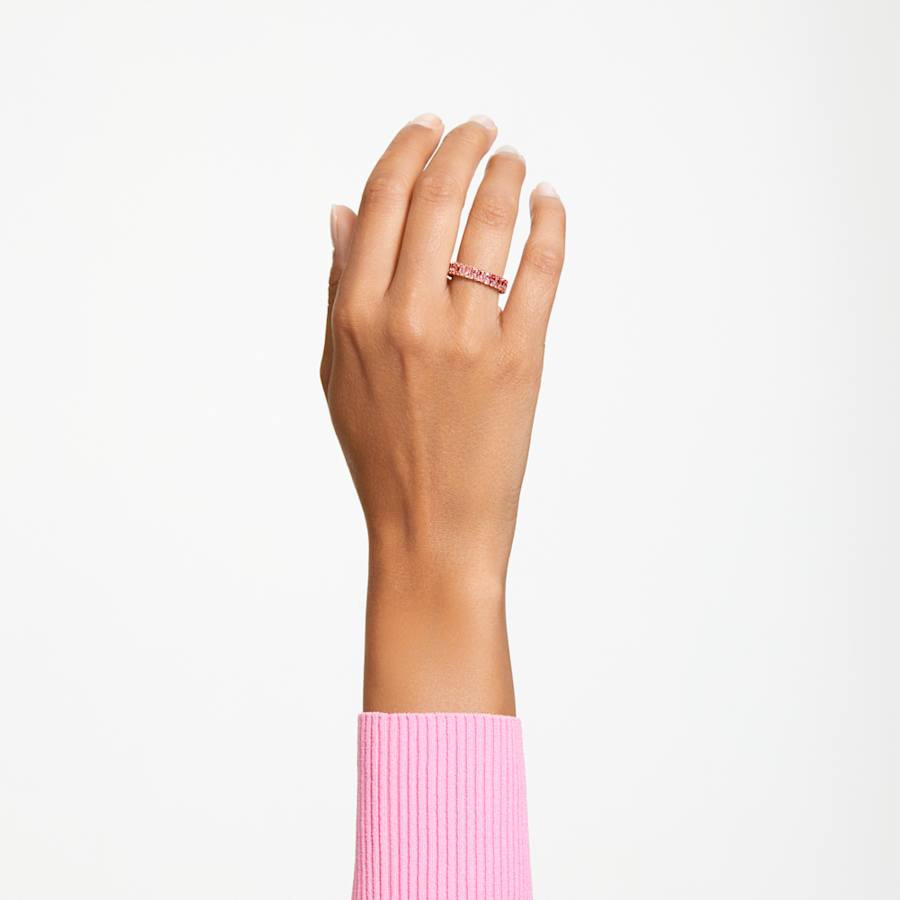 ANILLO SWAROVSKI MATRIX TALLA BAGUETTE, ROSA, BAÑO TONO ORO ROSA, TALLA 55