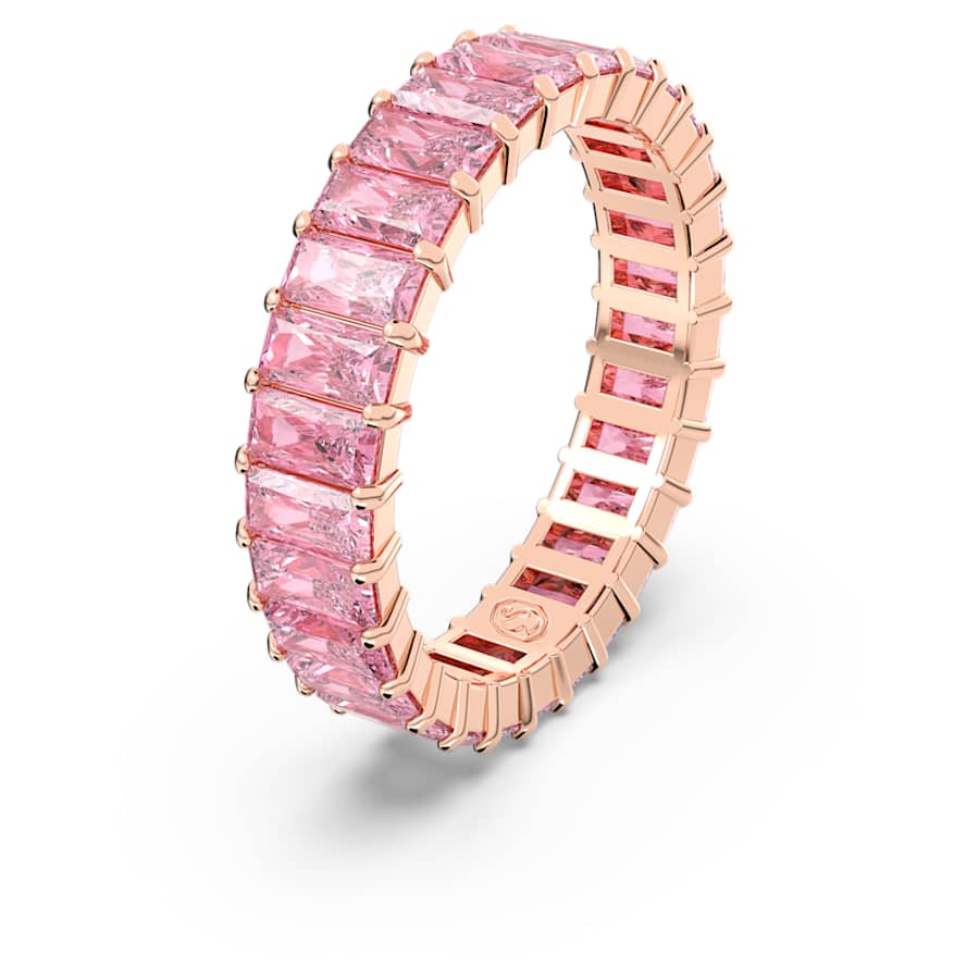 ANILLO SWAROVSKI MATRIX TALLA BAGUETTE, ROSA, BAÑO TONO ORO ROSA, TALLA 55