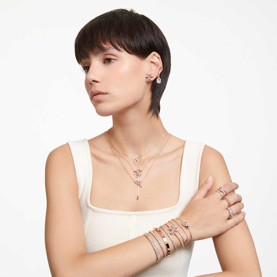 ANILLO SWAROVSKI MATRIX TALLA BAGUETTE, ROSA, BAÑO TONO ORO ROSA, TALLA 55