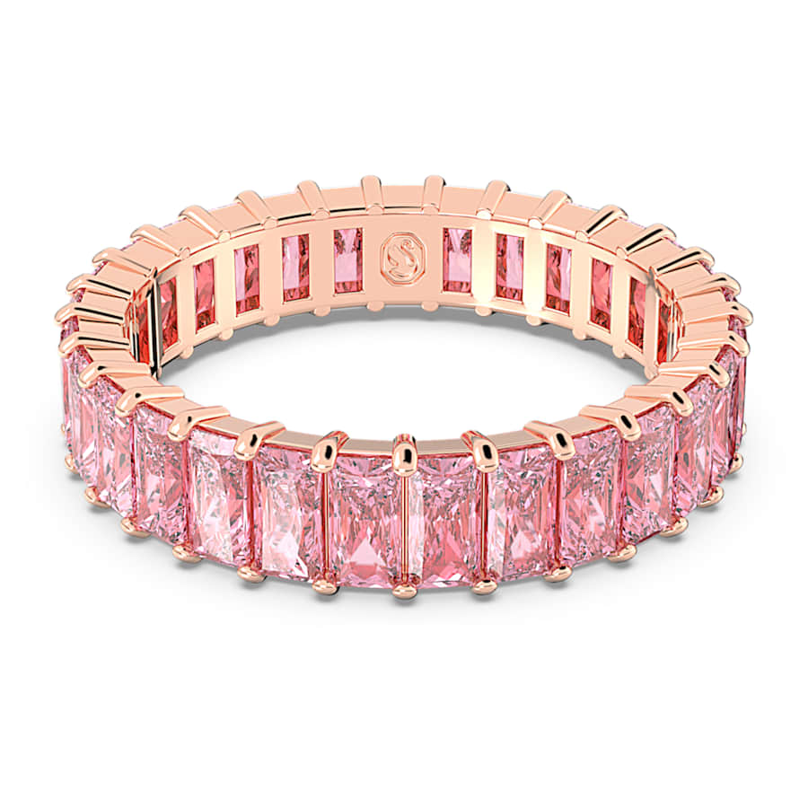 ANILLO SWAROVSKI MATRIX TALLA BAGUETTE, ROSA, BAÑO TONO ORO ROSA, TALLA 55