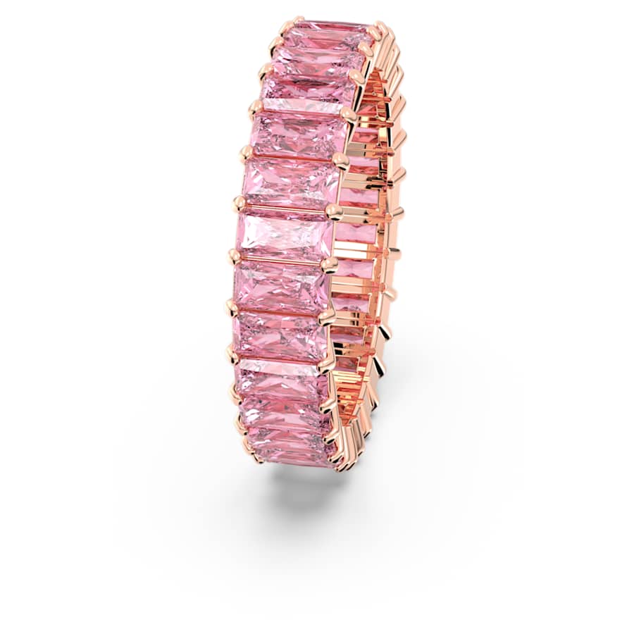 ANILLO SWAROVSKI MATRIX TALLA BAGUETTE, ROSA, BAÑO TONO ORO ROSA, TALLA 52