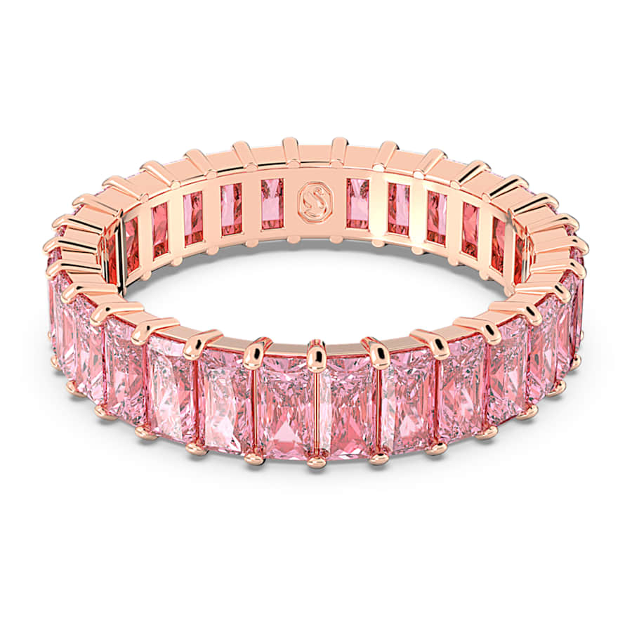ANILLO SWAROVSKI MATRIX TALLA BAGUETTE, ROSA, BAÑO TONO ORO ROSA, TALLA 58