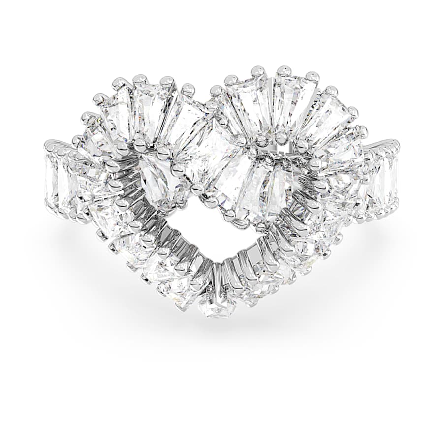 ANILLO SWAROVSKI MATRIX TALLAS MIXTAS, CORAZCÓN, BLANCO, BAÑO DE RODIO