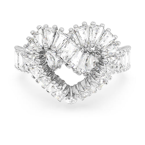 ANILLO SWAROVSKI MATRIX TALLAS MIXTAS, CORAZCÓN, BLANCO, BAÑO DE RODIO