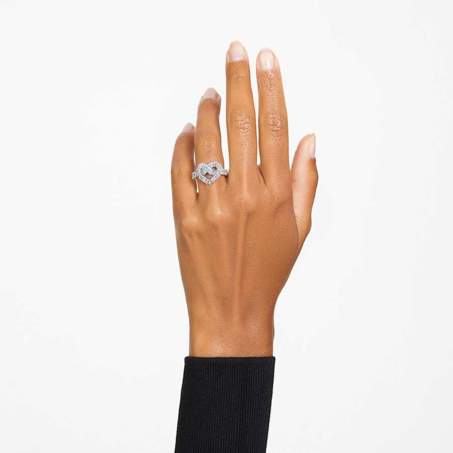 ANILLO SWAROVSKI MATRIX TALLAS MIXTAS, CORAZCÓN, BLANCO, BAÑO DE RODIO