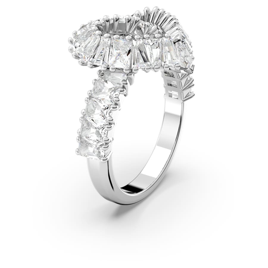 ANILLO SWAROVSKI MATRIX TALLAS MIXTAS, CORAZCÓN, BLANCO, BAÑO DE RODIO