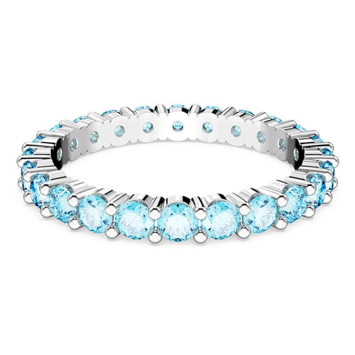 ANILLO SWAROVSKI MATRIX TALLA REDONDA, AZULES, BAÑO DE RODIO