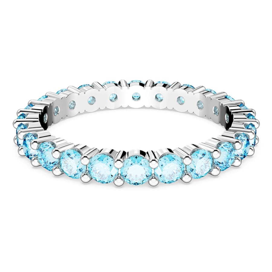 ANILLO SWAROVSKI MATRIX TALLA REDONDA, AZULES, BAÑO DE RODIO