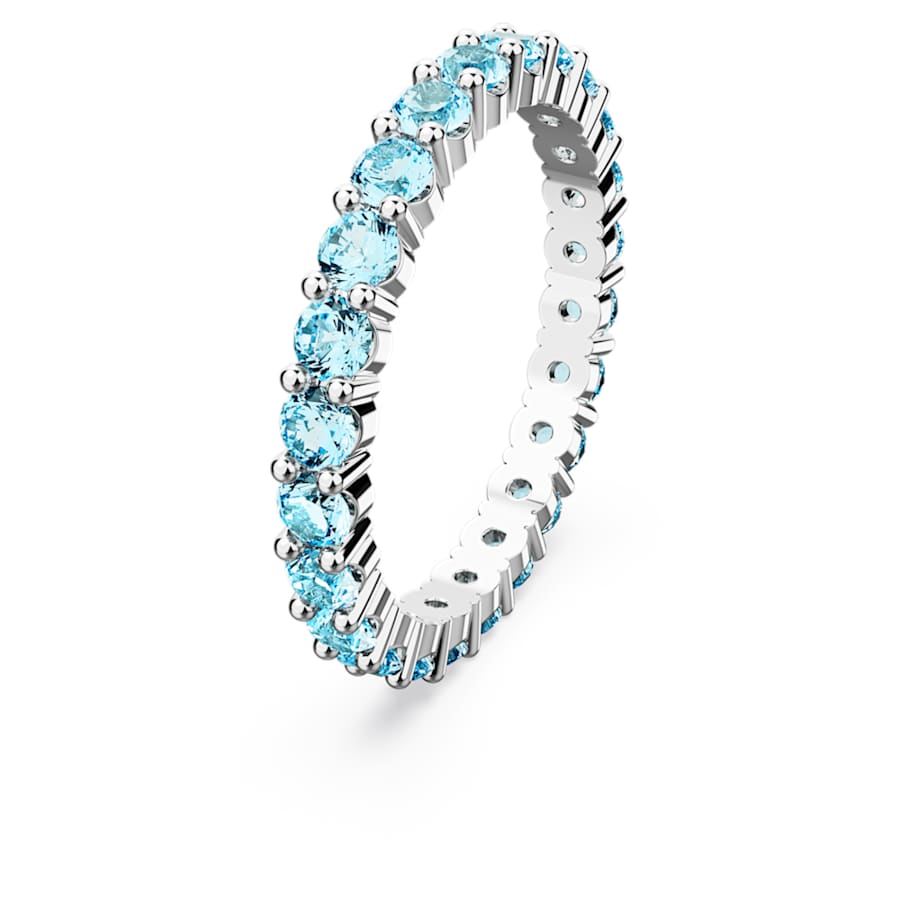 ANILLO SWAROVSKI MATRIX TALLA REDONDA, AZULES, BAÑO DE RODIO
