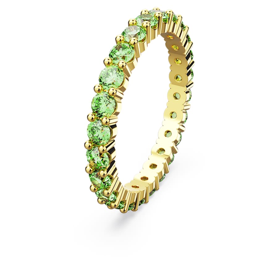 ANILLO SWAROVSKI MATRIX TALLA REDONDA, VERDE, BAÑO TONO ORO, TALLA 50