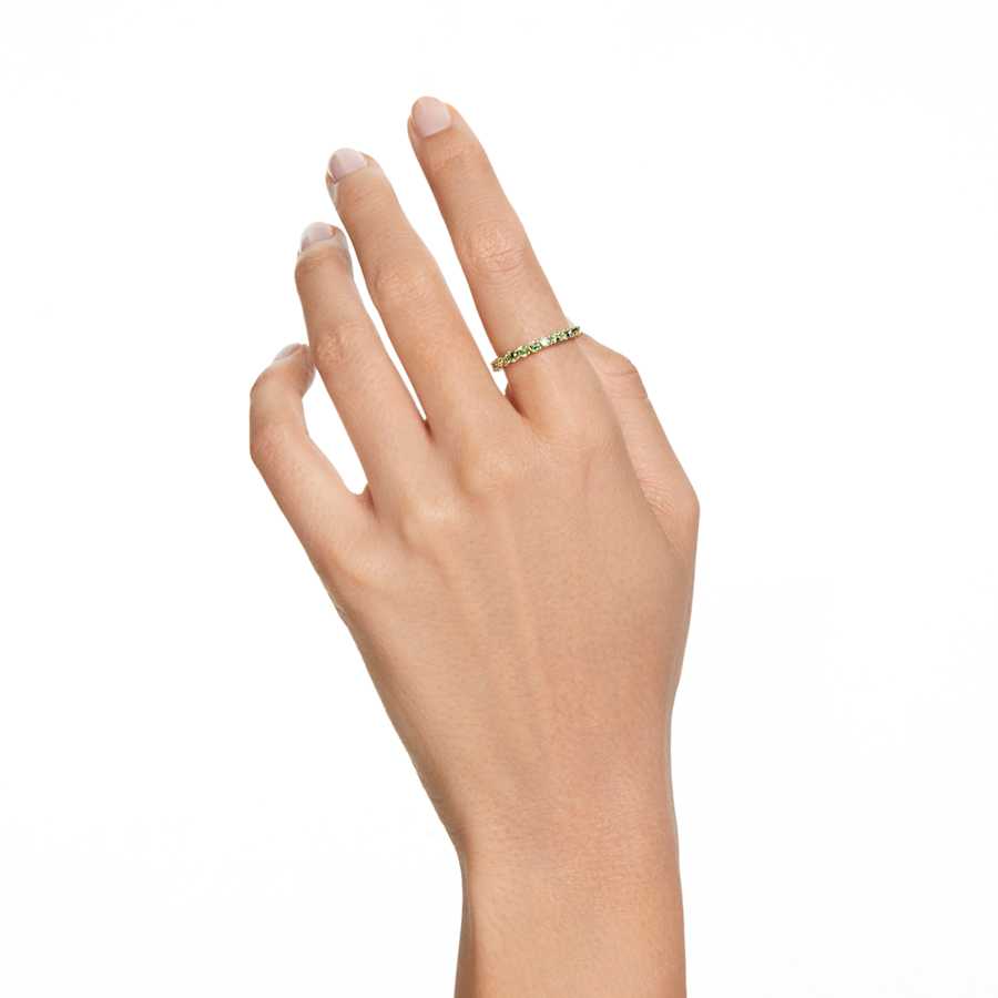 ANILLO SWAROVSKI MATRIX TALLA REDONDA, VERDE, BAÑO TONO ORO, TALLA 50