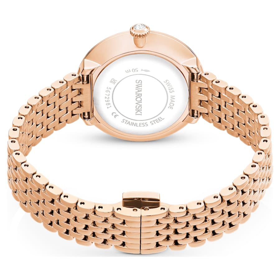RELOJ SWAROVSKI CERTA BRAZALETE DE ACERO INOXIDABLE PVP TONO ORO ROSA, ESFERA BLANCA, MOVIMIENTO CUARZO, CAJA 30 MM, MUJER
