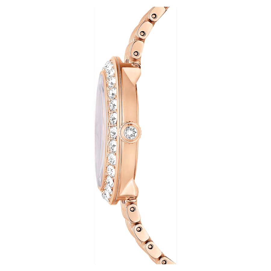RELOJ SWAROVSKI CERTA BRAZALETE DE ACERO INOXIDABLE PVP TONO ORO ROSA, ESFERA BLANCA, MOVIMIENTO CUARZO, CAJA 30 MM, MUJER