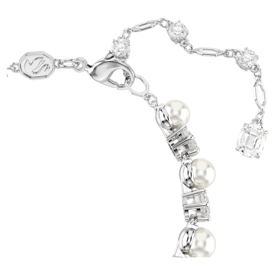 PULSERA SWAROVSKI MATRIX TENNIS CRYSTAL PEARLS, TALLA REDONDA, BLANCA, BAÑO DE RODIO
