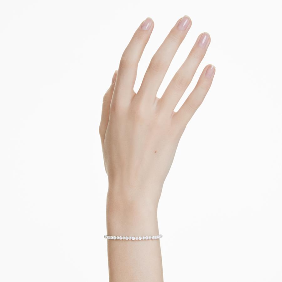 PULSERA SWAROVSKI TENNIS MATRIX CRYSTAL PEARLS, TALLA REDONDA, BLANCA, BAÑO DE RODIO TALLA M