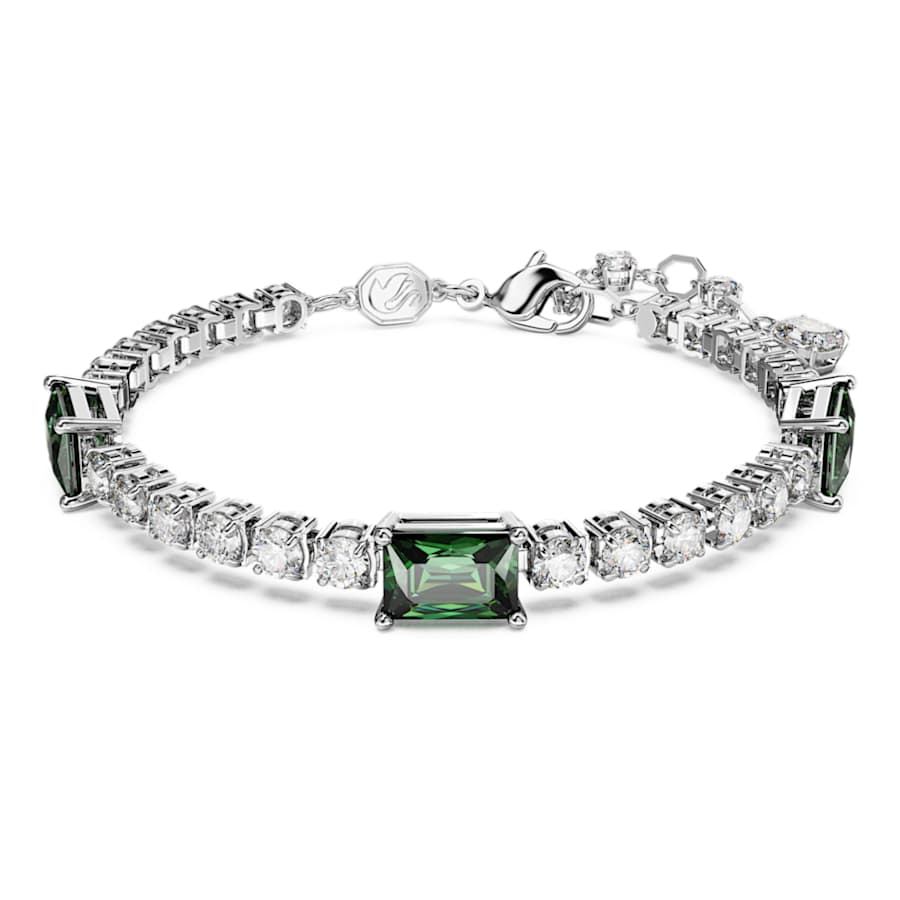 PULSERA SWAROVSKI MATRIX TENNIS, PIEDRAS VERDES, BAÑO DE RODIO, TALLA M