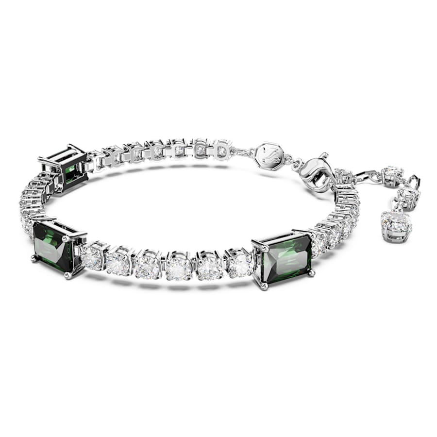 PULSERA SWAROVSKI MATRIX TENNIS, PIEDRAS VERDES, BAÑO DE RODIO, TALLA M