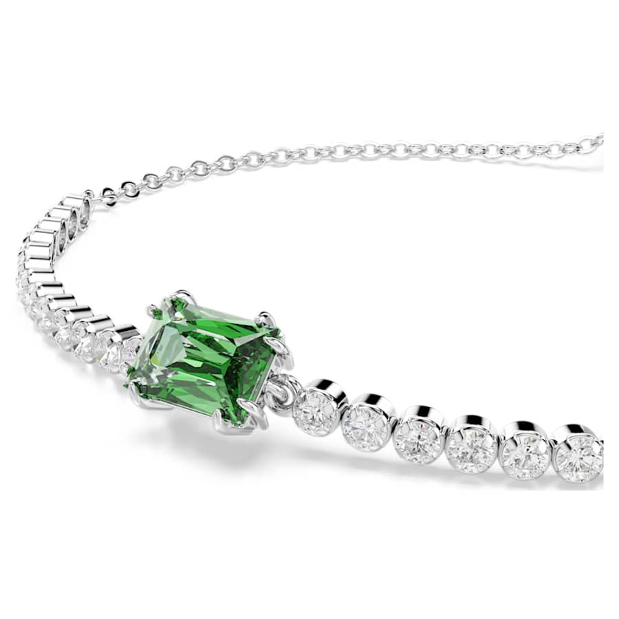 PULSERA SWAROVSKI MATRIX TENNIS, VERDE, BAÑO DE RODIO, TALLA M