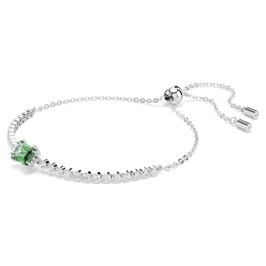 PULSERA SWAROVSKI MATRIX TENNIS TALLAS MIXTAS, VERDE, BAÑO DE RODIO, TALLA M