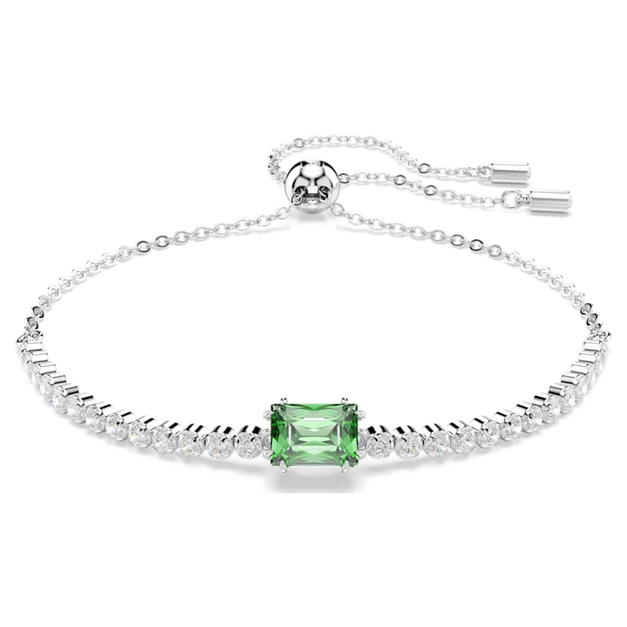 PULSERA SWAROVSKI MATRIX TENNIS, VERDE, BAÑO DE RODIO, TALLA M
