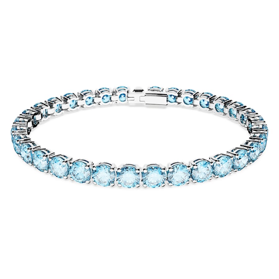 PULSERA SWAROVSKI MATRIX TENNIS TALLA REDONDA, AZUL, BAÑO DE RODIO, TALLA S