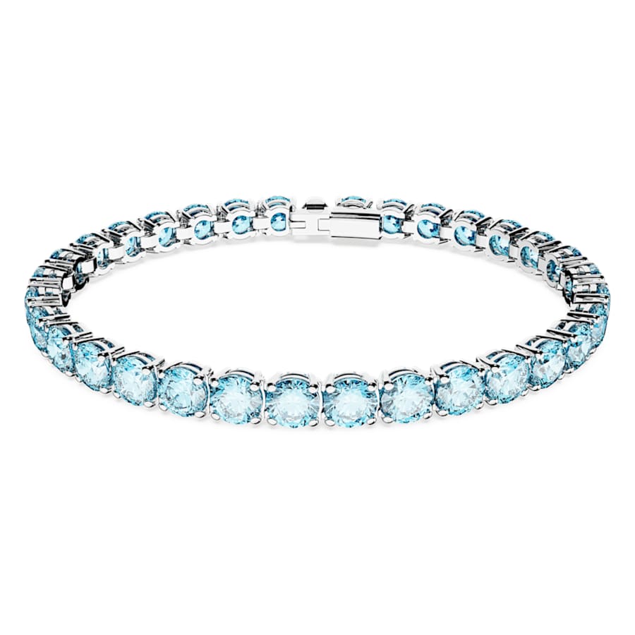 PULSERA SWAROVSKI MATRIX TENNIS TALLA REDONDA, AZUL, BAÑO DE RODIO