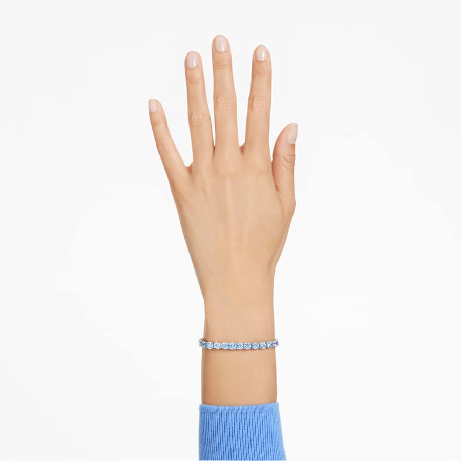 PULSERA SWAROVSKI MATRIX TENNIS TALLA REDONDA, AZUL, BAÑO DE RODIO