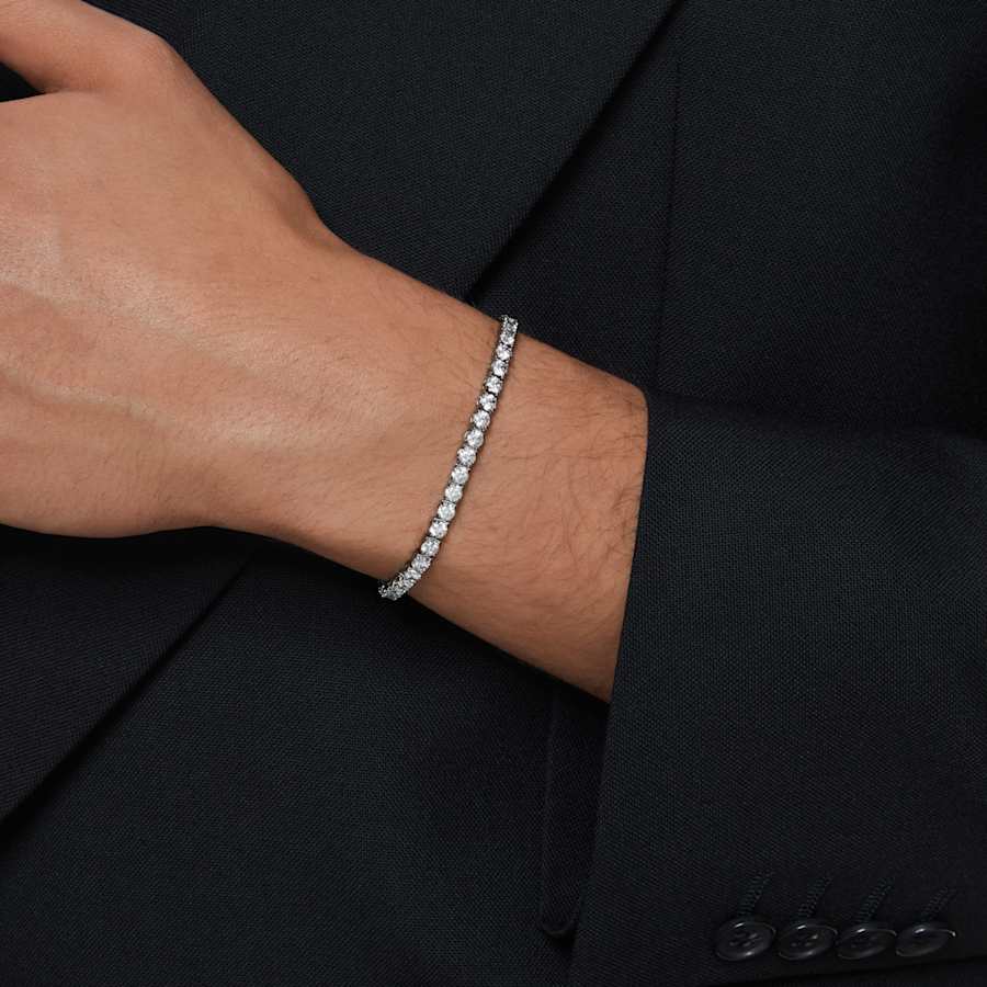 PULSERA SWAROVSKI MATRIX TENNIS TALLA REDONDA, GRIS, BAÑO DE RUTENIO, TALLA M