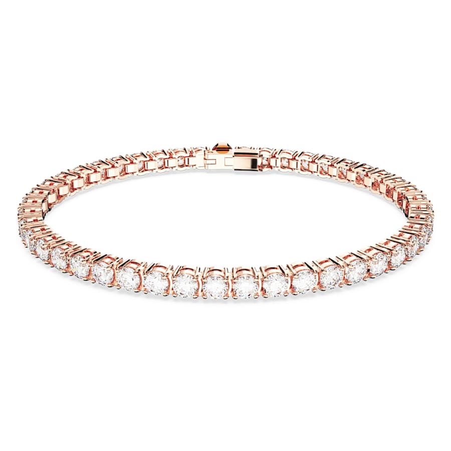 PULSERA SWAROVSKI MATRIX TENNIS, TALLA REDONDA, BLANCA, BAÑO TONO ROSA