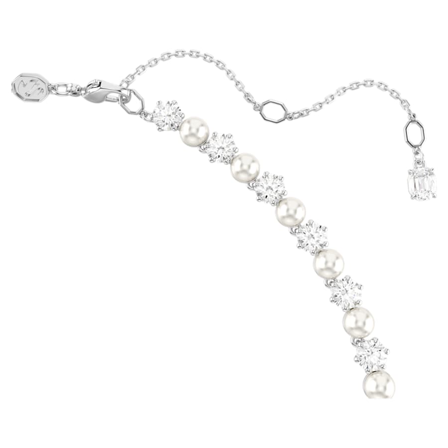 COLLAR SWAROVSKI MATRIX CRYSTAL PEARLS TENNIS , TALLA REDONDA, BLANCO, BAÑO DE RODIO