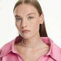 COLLAR SWAROVSKI MATRIX CRYSTAL PEARLS TENNIS , TALLA REDONDA, BLANCO, BAÑO DE RODIO